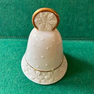 Lenox Bell Snowflake Christmas Ivory Porcelain Gold Trim Handcrafted